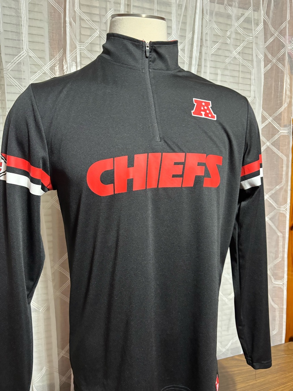 Kansas City Chiefs Black Quarter-Zip Long Sleeve Pullover 25 P2P 30L Shirt